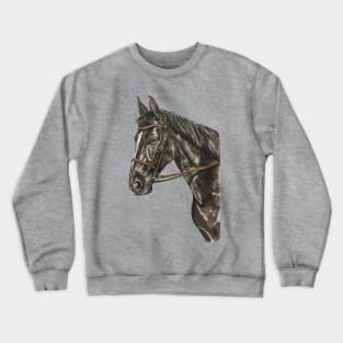 Beautiful Black Horse Wearing Head Halter Crewneck Sweatshirt